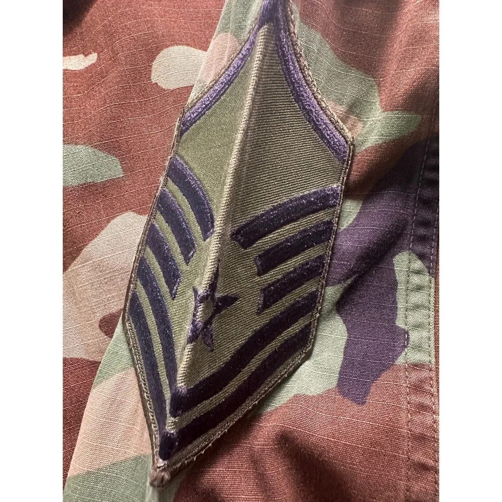 US‎ Air Force Field Jacket Shirt Mens XLT Woodland Camo BDU Ripstop Rower Patch